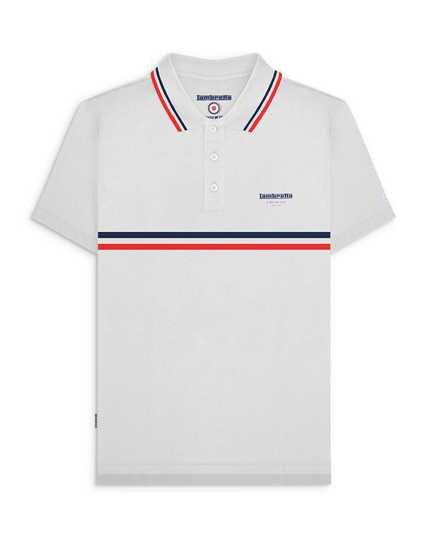lambretta Classic Stripe Polo White