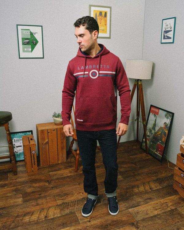 Lambretta Contrast Target Hoodie Burgundy