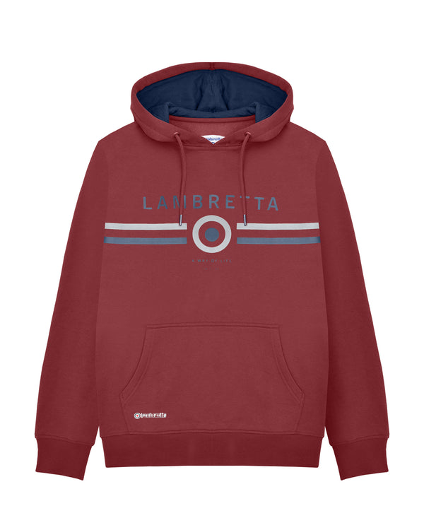 lambretta Contrast Target Hoodie Burgundy