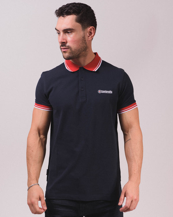 Lambretta Contrast Tipped Polo Navy