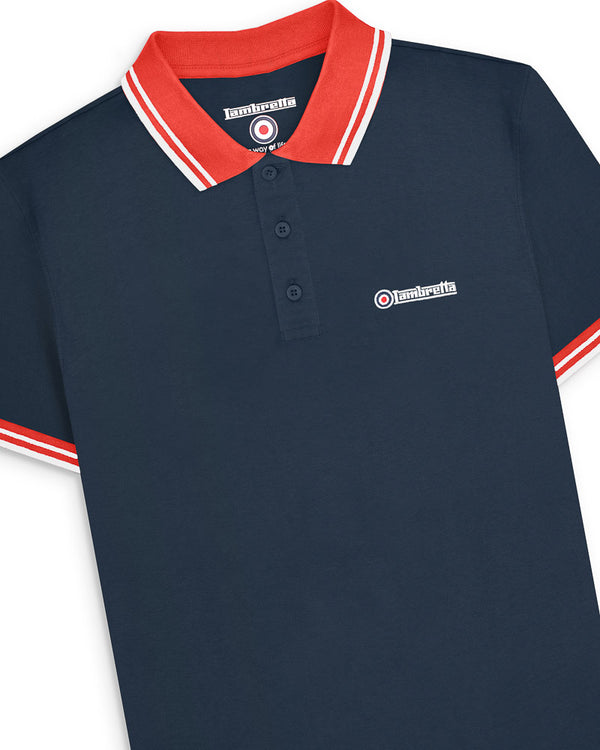 Lambretta Contrast Tipped Polo Navy