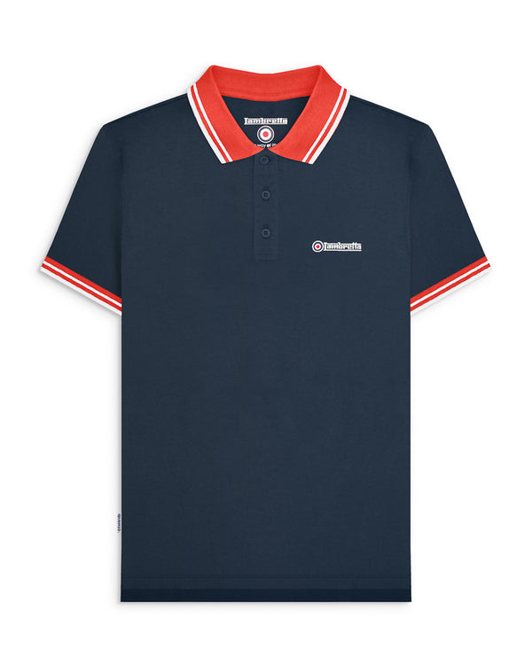 lambretta Contrast Tipped Polo Navy