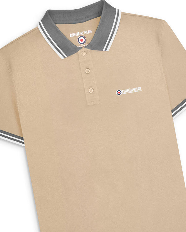 Lambretta Contrast Tipped Polo Stone/Iron