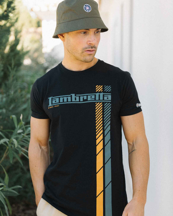 Lambretta Fade Racing Stripe Tee Black