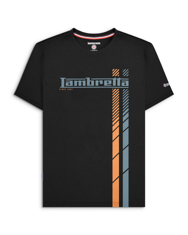 lambretta Fade Racing Stripe Tee Black