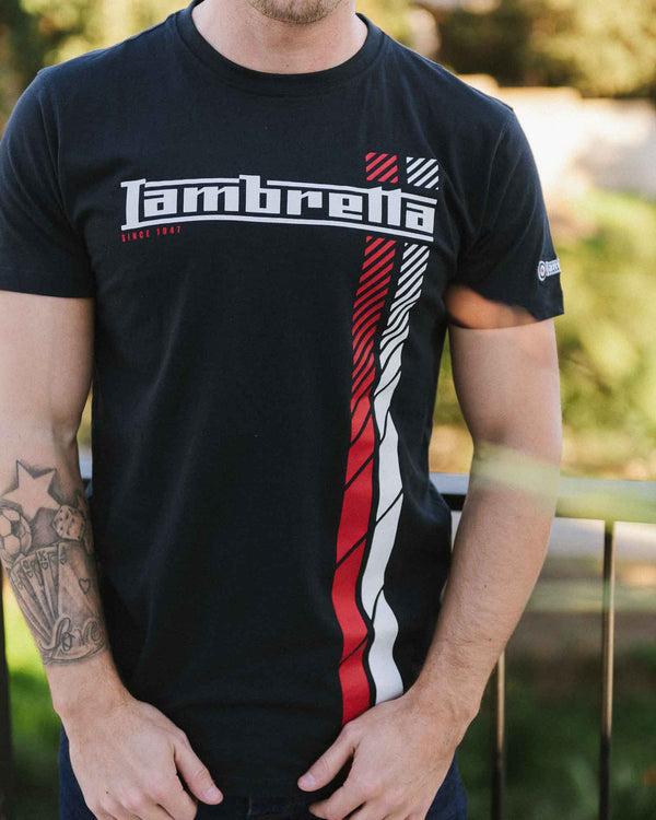 Lambretta Fade Racing Stripe Tee Navy