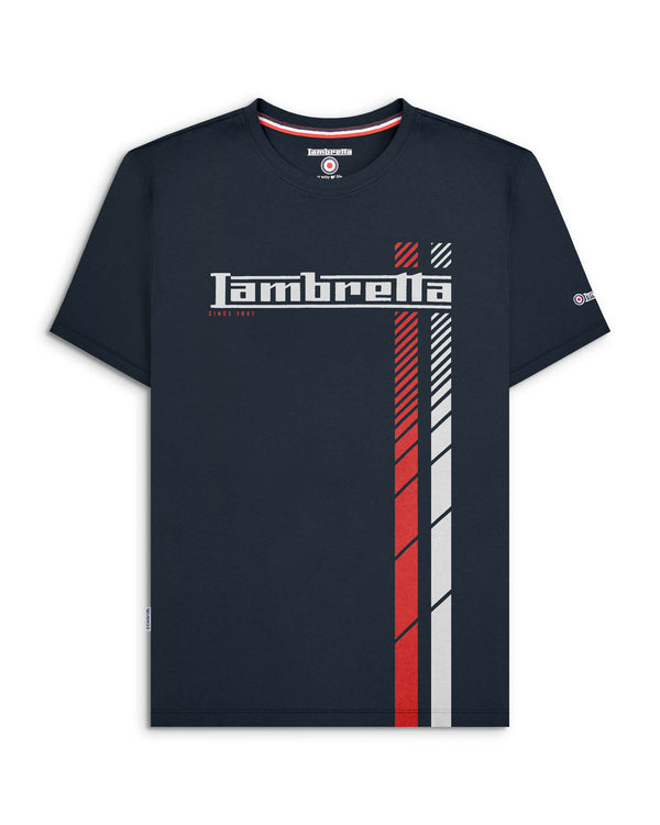 lambretta Fade Racing Stripe Tee Navy