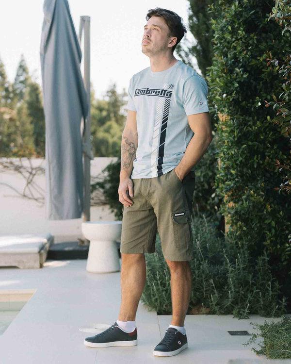 Lambretta Fade Racing Stripe Tee Sky