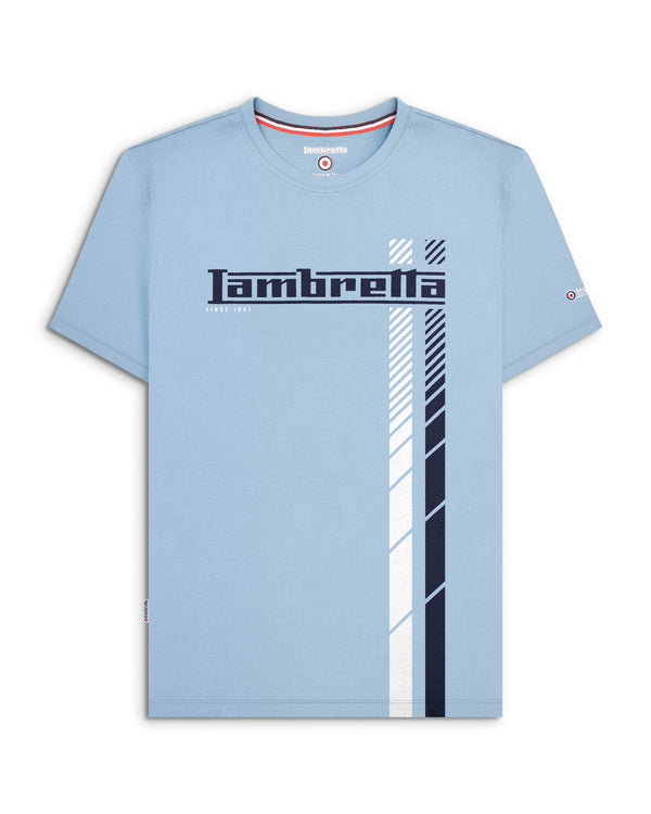 lambretta Fade Racing Stripe Tee Sky