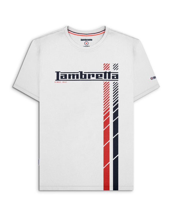 lambretta Fade Racing Stripe Tee White