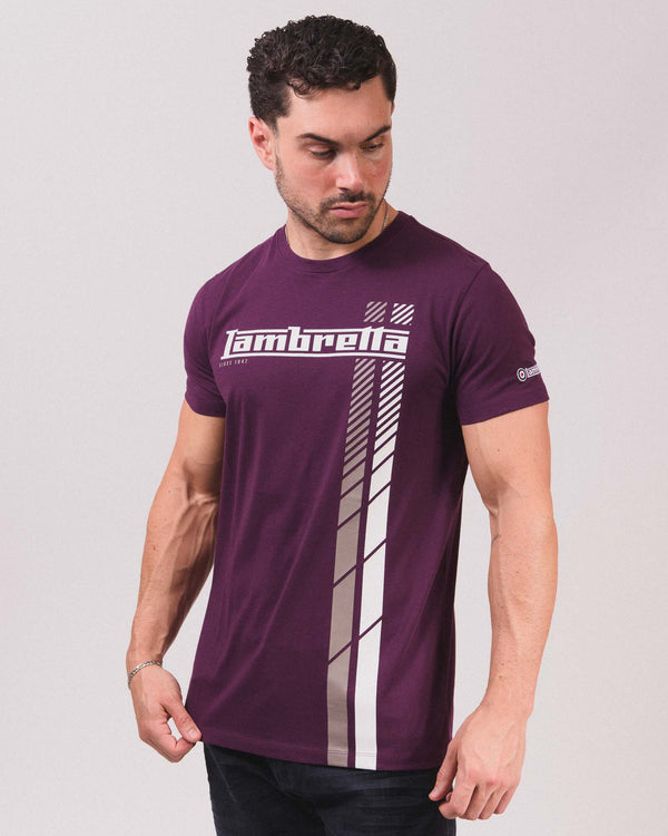 Lambretta Fade Racing Stripe Tee Winter Bloom