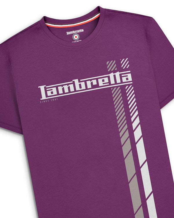 Lambretta Fade Racing Stripe Tee Winter Bloom