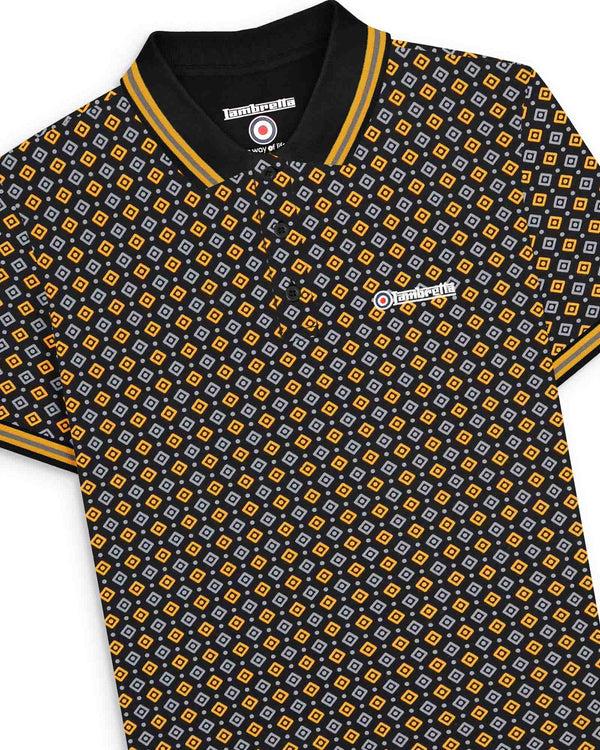Lambretta Geo AOP Polo Black/Gold