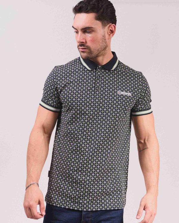 Lambretta Geo AOP Polo Navy/Basil