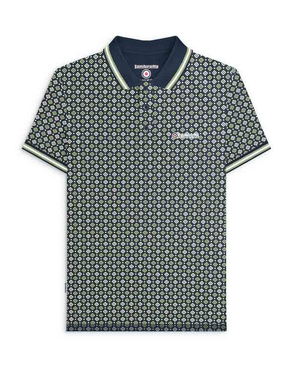 lambretta Geo AOP Polo Navy/Basil
