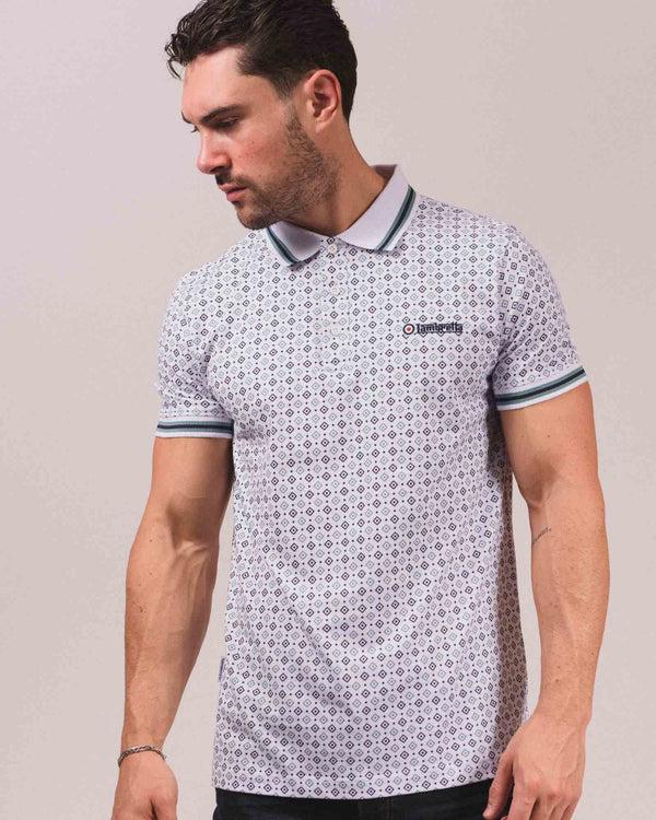 Lambretta Geo AOP Polo White