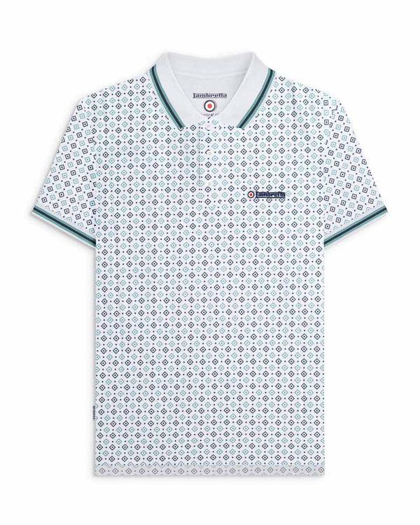 lambretta Geo AOP Polo White