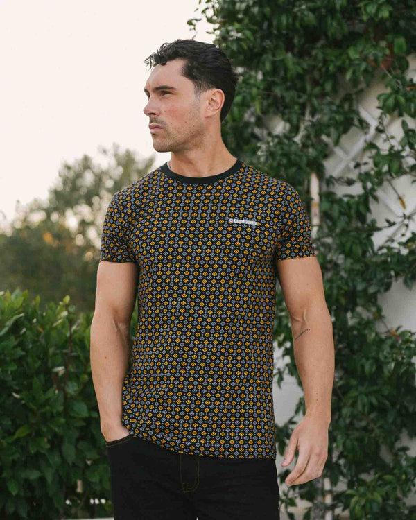 Lambretta Geo AOP Tee Black/Gold