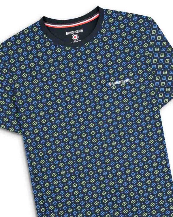 Lambretta Geo AOP Tee Navy/Basil