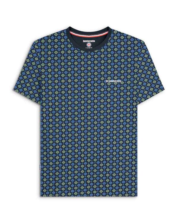 lambretta Geo AOP Tee Navy/Basil