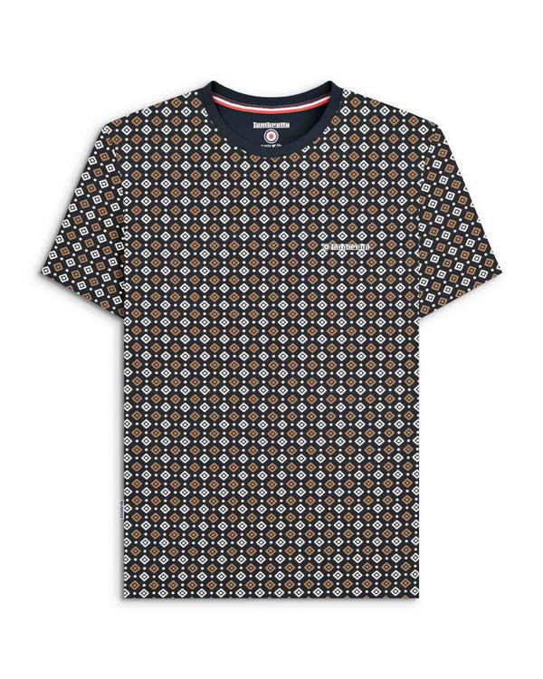 lambretta Geo AOP Tee Navy/Tobacco