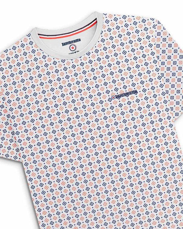 Lambretta Geo AOP Tee White