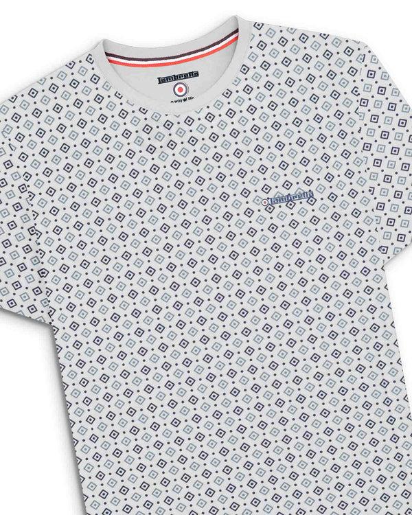 Lambretta Geo AOP Tee White/Smoke Blue