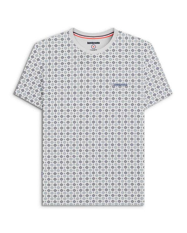 lambretta Geo AOP Tee White/Smoke Blue