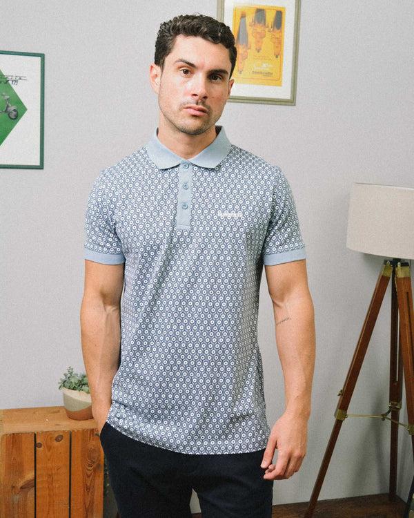 Lambretta Geo Roundel Polo Dusky Blue