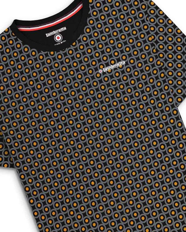 Lambretta Geo Target AOP Tee Black/Gold