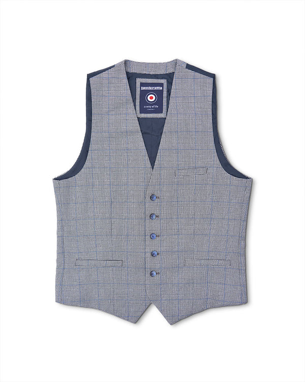 lambretta George POW Check Waistcoat Grey
