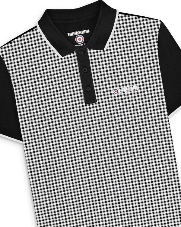 Lambretta Gingham AOP Polo Black