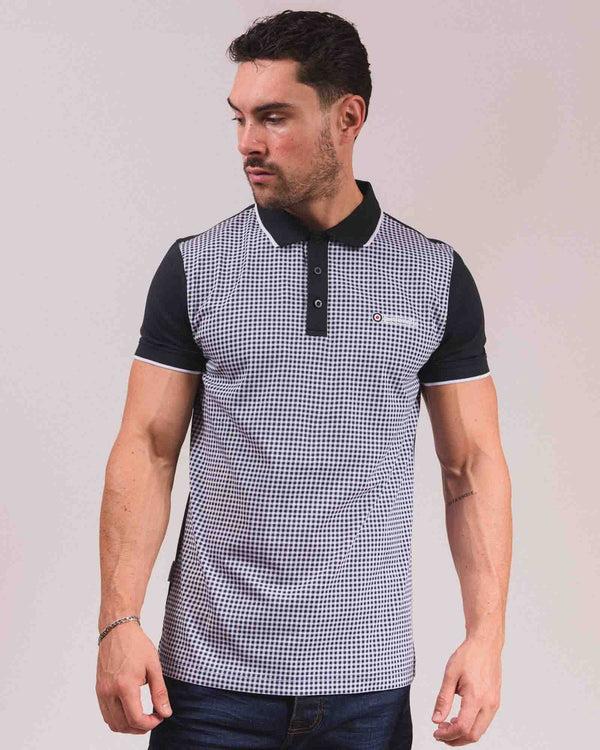 Lambretta Gingham AOP Polo Navy