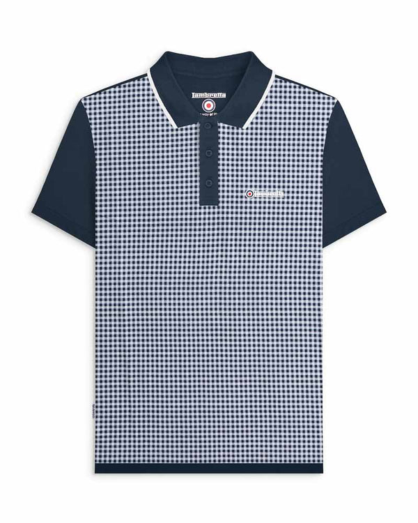 lambretta Gingham AOP Polo Navy