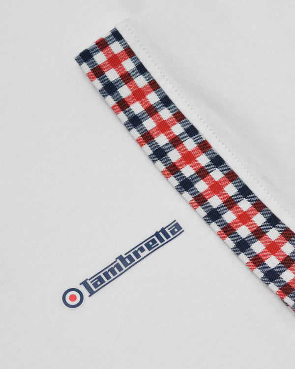 Lambretta Gingham Collar Polo White