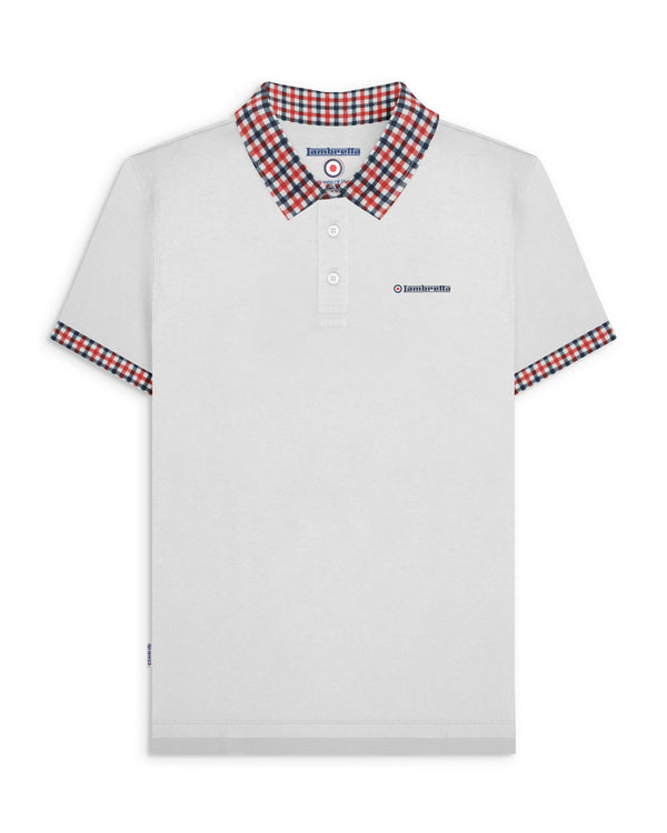 lambretta Gingham Collar Polo White