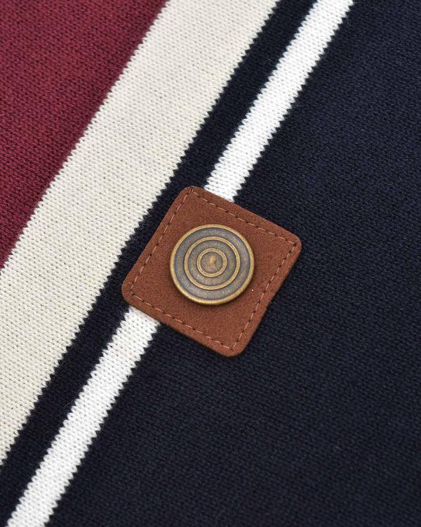 Lambretta Greco Striped SS Knit Polo Navy