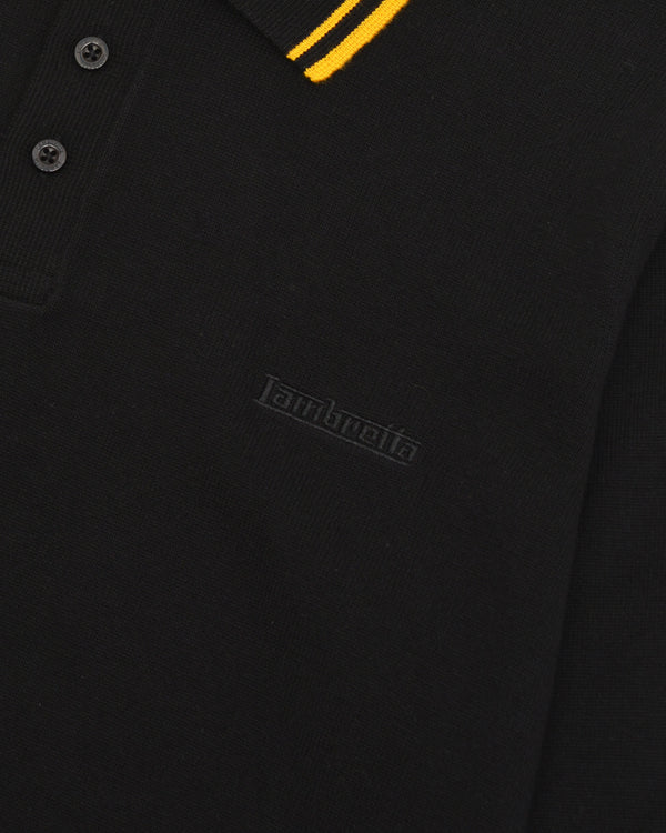 Lambretta L/S Tipped Knitted Polo Black/Gold