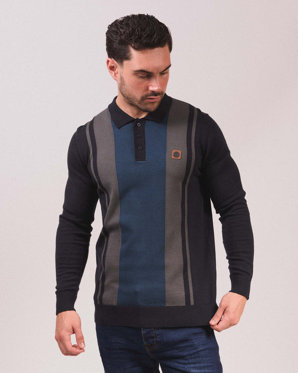 Lambretta L/S Vintage Panel Polo Navy/Iron