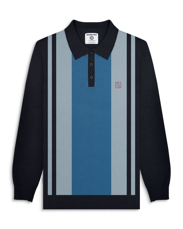 lambretta L/S Vintage Panel Polo Navy