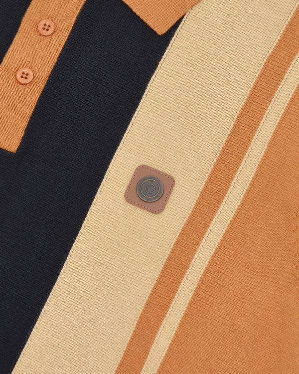 Lambretta L/S Vintage Panel Polo Tobacco