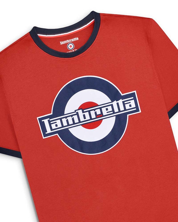 Lambretta Logo Ringer Tee Red
