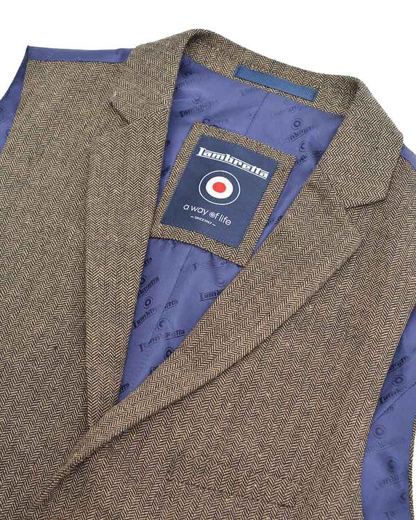 Lambretta Morgan Herringbone Waistcoat Brown