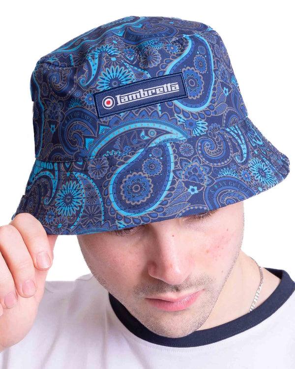 Lambretta Paisley Brand Bucket Hat Navy/Khaki