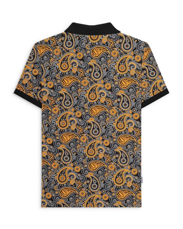 Lambretta Paisley Brand Polo Black/Gold