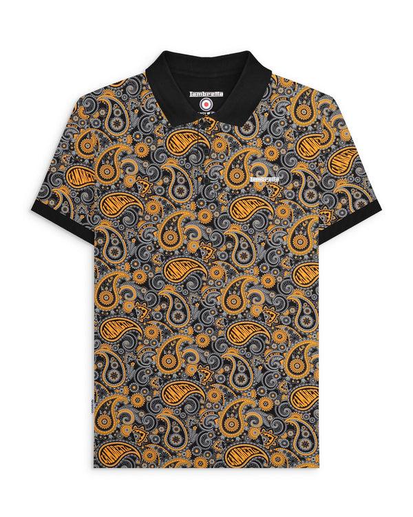 lambretta Paisley Brand Polo Black/Gold