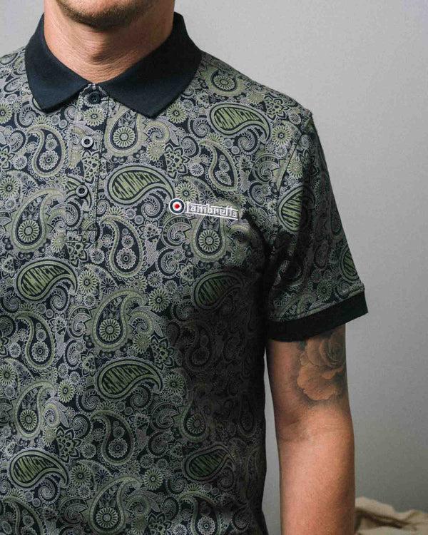 Lambretta Paisley Brand Polo Navy/Grey