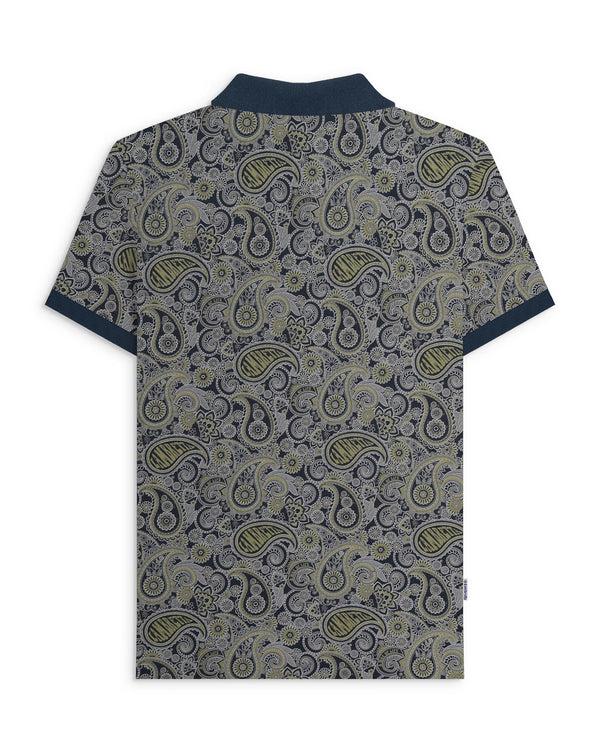 Lambretta Paisley Brand Polo Navy/Grey