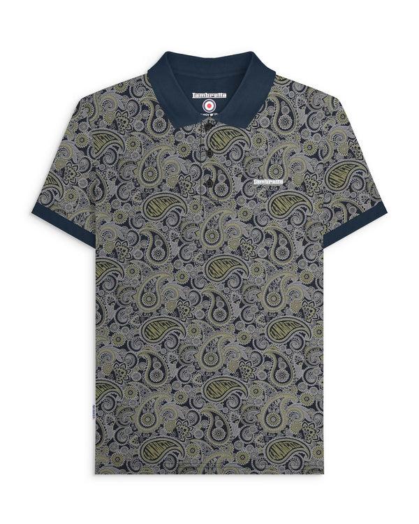 lambretta Paisley Brand Polo Navy/Grey