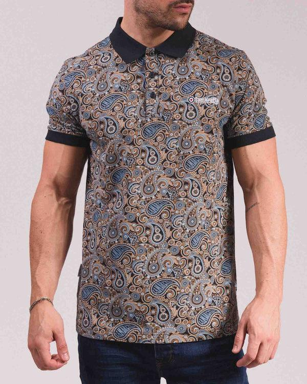 Lambretta Paisley Brand Polo Navy/Smoke Blue
